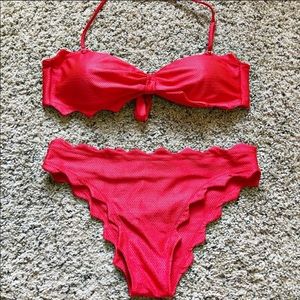Cupshe red scalloped bikini